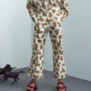 Alemais Cream Paisley Wide-Leg Jeans